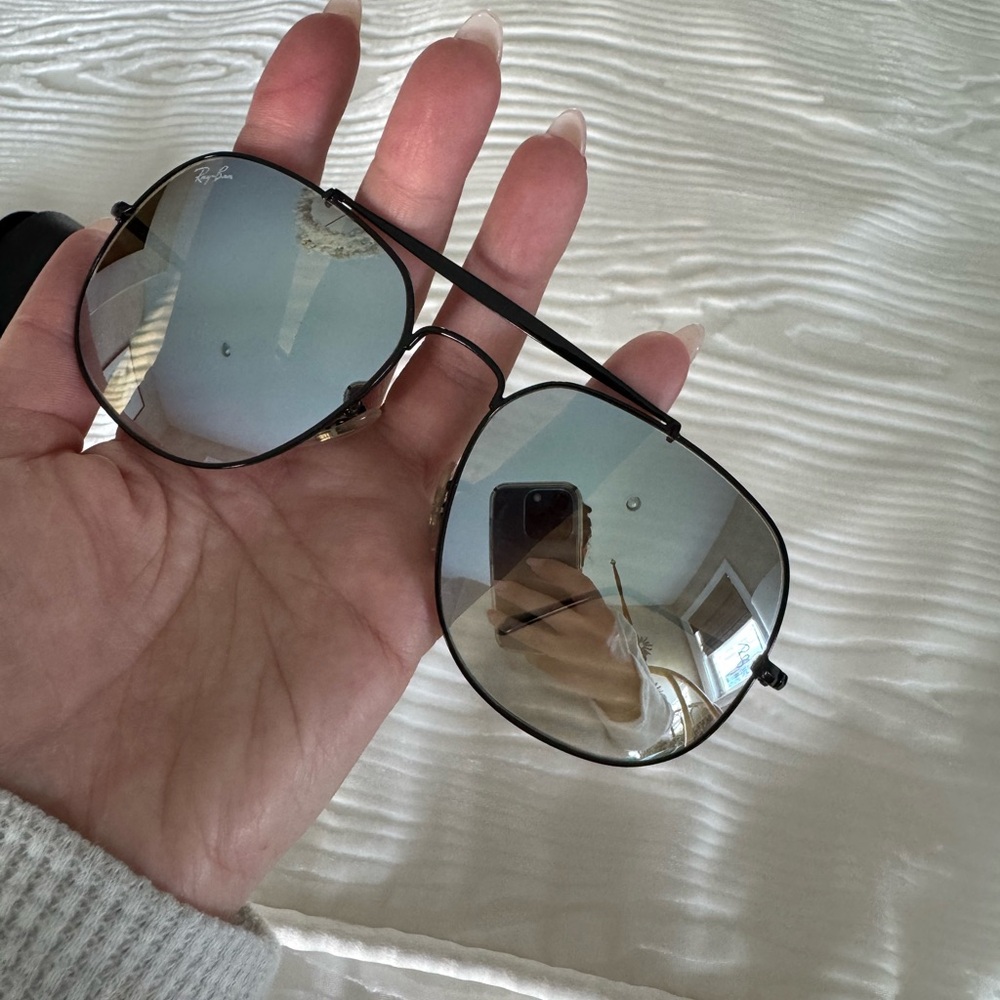 Ray-Ban Black Frame Sunglasses with Reflective Lenses